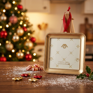 Gold Square <b>Christmas</b> Ornament 2.5x2.5 In Metallic Finish Classic Style Indoor Decor - Product Image 2