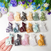Vente en gros de cristaux de quartz naturels sculptés à la main de 50 mm, pierres de guérison, cristaux artisanaux, chat sans poils pour la décoration