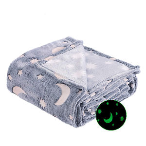100%polyester Fuzzy <b>Throw</b> <b>Blanket</b> Super Soft Flannel Fleece <b>Blanket</b> Cozy Glow in the Dark <b>Blanket</b> With Star Moon - Product Image 1