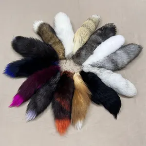 Custom Colorful Fur tail for Detachable Fox Fur Collar Plush Bag Pendant