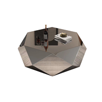Nouvelle conception de meubles de maison, tables basses en acier inoxydable miroir diamanté pour salon, hôtel, villa moderne, table à thé durable