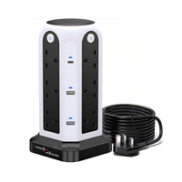 Regleta Inteligente de Alta Calidad con 12 Tomas de CA, 4 Puertos USB, 2 Puertos Tipo C, Protección contra Sobrecarga, Cable de 2m, Enchufe de Torre para Escritorio