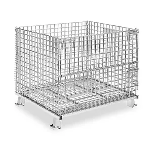 Best Products For 2023 Stackable Metal Pallet Security Cage Store Metal Pallet Stackable Storage Cage With Wheels