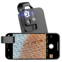 Clip Universal de SR-SM002 para teléfono inteligente, microscopio de 200X con 6 luces LED