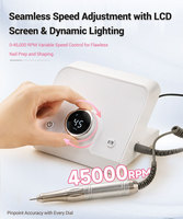 Ponceuse à ongles sans balais 45 000 tr/min 65W avec capteur intelligent, faible bruit, faible vibration, pédale, machine de manucure de bureau pour salon