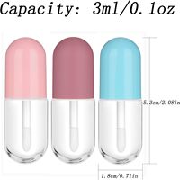 Mini tubes de brillant à lèvres en forme de capsule mignonne de 3ml Bouteilles de baume à lèvres rechargeables