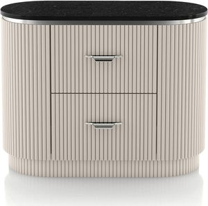 Mesita de Noche Moderna de 2 Cajones con Diseño de Cola de Golondrina Inglesa, Puerto USB y Patas con Acabado Dorado, Mueble para Dormitorio, Sala de Estar u Hotel - Product Image 5