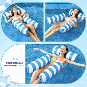 China PVC <b>Inflatable</b> Pool Float Hammock 4-in-1 Water Lounge Chair 1-Person Floating Bed EU Dropshipping - Product Image 3