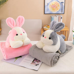 Peluche lapin de dessin animé BT avec <span class=keywords><strong>couverture</strong></span>, adorable lapin rose <span class=keywords><strong>en</strong></span> peluche, coussin câlin, <span class=keywords><strong>couverture</strong></span> chaude, canapé, lit, Noël - Product Image 3