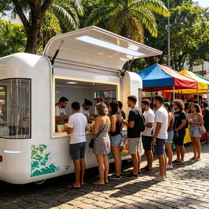 Carrito Móvil para Snacks, Jugos y Papas Fritas, Personalizable con Parrilla Multifuncional para Barbacoa - Product Image 3