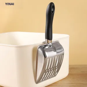 Pala de arena para gatos de acero inoxidable grande ecológica con gancho, caca de gato de <span class=keywords><strong>Metal</strong></span>, Tofu, arena, suministros de limpieza, cuchara para arena para gatos - Product Image 3
