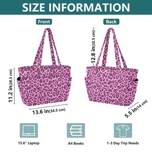 Sac fourre-tout rose imprimé léopard, imperméable, design personnalisé, grand format, portable, pour le voyage et le shopping, sac à bandoulière pour femme avec poignée - Product Image 3