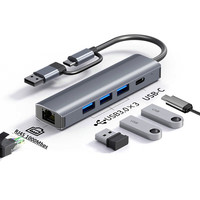 5 en 1 USB C Hub Multiport Adaptateur Type C USB 3.0 Transfert de données Gigabit Ethernet RJ45 Station d'accueil pour MacBook Pro