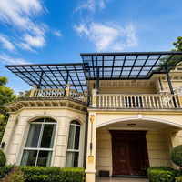 Kanopi Patio Atap Datar Villa Balkon Aluminium Polikarbonat Pergola Anti UV Tahan Air Ruang Terbuka Kustom OEM