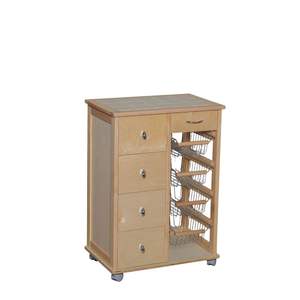 MASLEGNO Carro de Almacenamiento Moderno y Compacto de Madera de Haya con Ruedas de Plástico y Asas de Hierro, Solución Profesional de Almacenamiento de Madera Maciza para Espacios Pequeños - Product Image 2