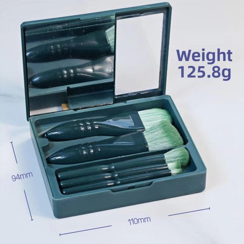 Macaron 5 brushes with mirror cover [dark green]