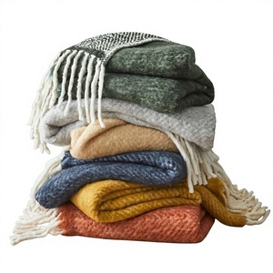 Hot Selling Mohair Acrylic <b>Knitted</b> <b>Throw</b> <b>Blanket</b> Lightweight and Soft Cozy Decorative Woven <b>Blanket</b> - Product Image 1