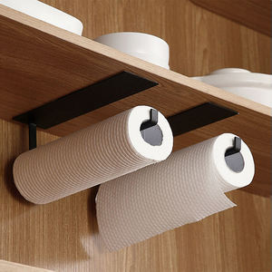 Portarrollos de Papel Higiénico Adhesivo de Acero Inoxidable 304, Dorado Cepillado, Soporte para Toallas de Papel, Negro, para Baño y Cocina, Colgador Largo para Papel - Product Image 1