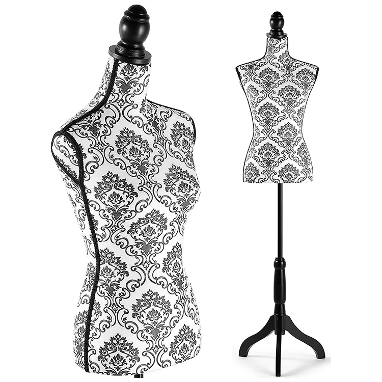 女性のマネキン胴体調節可能な高さのドレスフォームディスプレイマネキンボディ、衣類ドレスジュエリーディスプレイ用三脚スタンド付き
