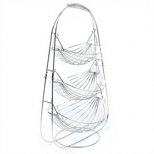 Support de rangement pour fruits en métal à trois niveaux, organisateur de comptoir de cuisine moderne, design rond empilable - Product Image 6