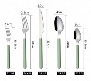 410 Stainless Steel Modern Minimalist <b>Mirror</b> Polished Portable Custom Logo Knife Fork Spoon French Studless <b>Clip</b> Handle Set - Product Image 6