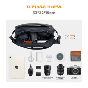 K&amp;F Concept Dark <strong>Green</strong> Commuting <strong>Camera</strong> Shoulder <strong>Bag</strong> Suitable for Storing SLR Cameras Mobile Phones Data Cables and More - Product Image 2