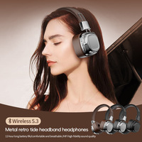 Nuevos Auriculares Inalámbricos Bluetooth 5.3 Estilo Retro Americano Ins 2024 con Bajos Potentes para Deportes y Viajes Compatibles con Teléfonos Móviles