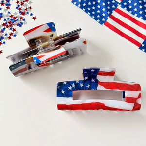 Pinces à cheveux grandes en forme de drapeau américain du 4 juillet, 10,3 cm, imprimé aigle patriotique, pinces requin, accessoires pour cheveux pour la fête de l'Indépendance - Product Image 3