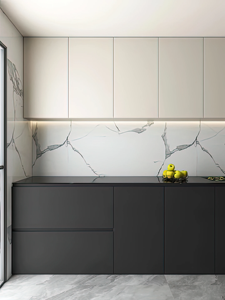 Meubles de cuisine personnalisés sans poignées avec rangement gain de place pour la construction de maisons neuves - Product Image 5