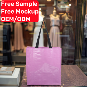 ถุงช้อปปิ้งพลาสติกเคลือบลามิเนตพิมพ์สีสันสดใสนำกลับมาใช้ใหม่ได้จากโรงงานจีน ถุงผ้า PP สำหรับใส่ของชำ - Product Image 1
