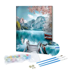 Offre spéciale bricolage toile paysage peinture à l'huile décoration de la maison Art mural beau paysage peinture par numéros