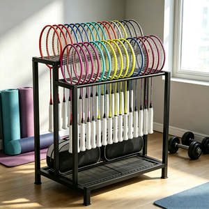 Organisateur <span class=keywords><strong>de</strong></span> raquettes <span class=keywords><strong>de</strong></span> <span class=keywords><strong>badminton</strong></span> en fer commercial, support métallique sur pied pour centres sportifs et clubs - Product Image 3