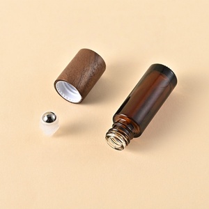 Luxury <strong>Walnut</strong> Cover Amber square Glass Roll on Bottle clear Round 3ml 5ml 10ml 15ml Empty <strong>Essential</strong> <strong>Oil</strong> Glass Roll on Bottle - Product Image 5