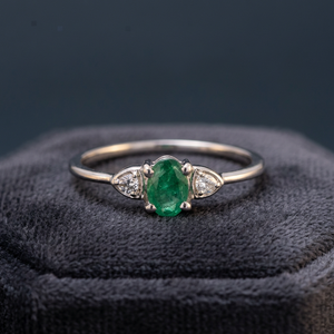 Anillos chapados en oro y Gema de plata de ley Cz, ónix verde y blanco - Product Image 4