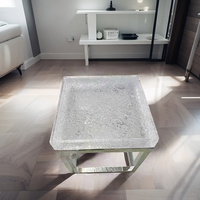 Table basse moderne en acrylique durable sur mesure, plateau transparent en acrylique, pieds en acier inoxydable, table à thé rectangulaire pour salon avec rangement