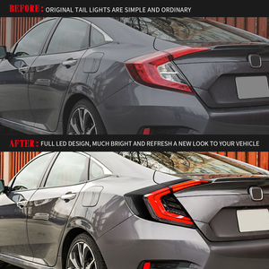AURON LED Rear Back Light Tail Lamp <b>ABS</b> Red Retrofit Upgrade Daytime Running Light 12V for Honda Civic 2016-2021 Light - Product Image 6