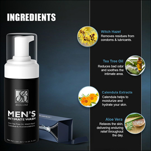 Nettoyant <span class=keywords><strong>intime</strong></span> pour hommes OEM avec huile d'arbre à thé, hamamélis, calendula et extraits d'aloès <span class=keywords><strong>vera</strong></span> - Nettoyant <span class=keywords><strong>intime</strong></span> pour hommes avec huile d'arbre à thé - Product Image 4