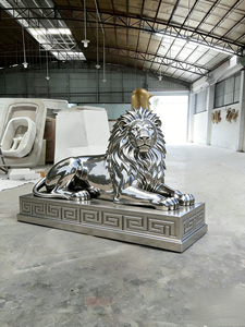 Estatua <span class=keywords><strong>de</strong></span> León <span class=keywords><strong>de</strong></span> Arte Moderno en Acero Inoxidable 304 <span class=keywords><strong>de</strong></span> Grado Alimenticio con Acabado Espejo y Técnica <span class=keywords><strong>de</strong></span> Soldadura, Personalizable para Vestíbulo <span class=keywords><strong>de</strong></span> Hotel - Product Image 5