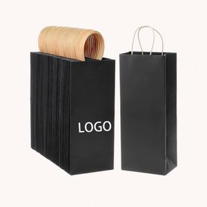 ถุงกระดาษของขวัญสีดำแบบรีไซเคิลเป็นมิตรกับสิ่งแวดล้อม พิมพ์โลโก้ตามสั่ง พร้อมหูหิ้วแบบยาว - Product Image 1