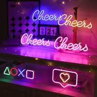 Décorations murales de table en forme de cœur rose pour chambre de fille, enseigne lumineuse LED, dortoir, Saint-Valentin