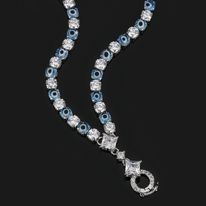 Collier œil porte-bonheur en cuivre écologique de qualité supérieure avec chaîne réglable et zircone cubique taille ronde pour accessoires de pendentif DIY - Product Image 3
