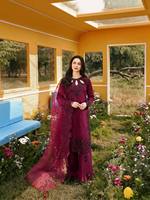 Ensemble haut, pantalon palazzo et dupatta en rayonne satinée pure avec broderie, travail de sequins de 3 mm et bordure fantaisie Moti Latkan, avec manches