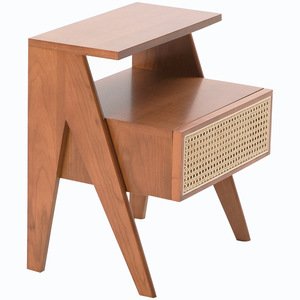 Table de <span class=keywords><strong>nuit</strong></span> en bois imiter la table de <span class=keywords><strong>nuit</strong></span> de conception de rotin avec la table d'appoint de lit de tiroir - Product Image 1