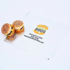 Restoran Logo kustom cetak Aluminium Foil kertas kemasan makanan cepat untuk kertas pembungkus Burger
