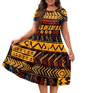 2025 Fashion Trendy Marshall Islands Polynesian Style Short <strong>Sleeve</strong> <strong>Midi</strong> <strong>Dress</strong> for Women Custom Wholesale <strong>Chiffon</strong> Natural Sexy - Product Image 4