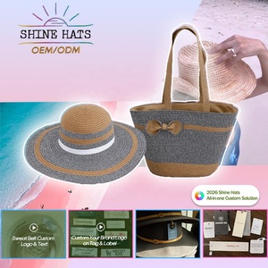 ชุดหมวกสานทรงโบว์เลอร์ปีกกว้างลายดอกไม้สองสีสไตล์โบฮีเมียนสุดหรู ยี่ห้อ Shinehats รุ่น OEM ปี 2026 สำหรับฤดูร้อนและชายหาด - Product Image 6