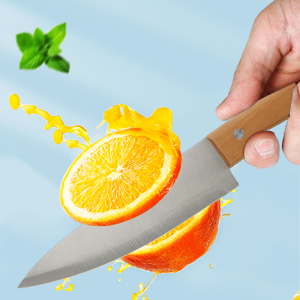 Juego de 5 Cuchillos de Cocina: Cuchillo de Chef + Cuchillo Multiusos + Tijeras + Pelador + Tabla, Mango de Madera Natural para Cortar y Picar a Diario - Product Image 5