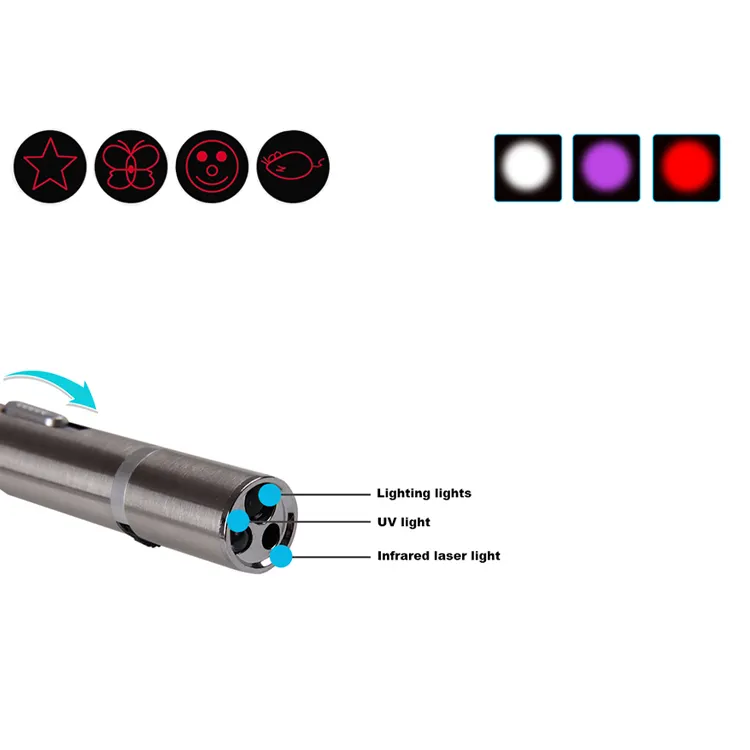 3モード赤外線UVライトとLED懐中電灯猫インタラクティブおもちゃペンライトポータブルペットトレーニングツールレーザーポインター