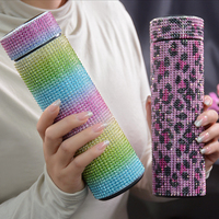 Gobelet intelligent de luxe en acier inoxydable avec strass et indicateur de température, double usage chaud/froid, idéal pour les cadeaux quotidiens