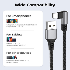 Góc bên phả<span class=keywords><strong>i</strong></span> 90 độ khuỷu tay nhanh chóng sạc bện Nylon USB A để Loạ<span class=keywords><strong>i</strong></span> C Cáp dữ liệu cho máy tính máy quét mã vạch tai nghe - Product Image 6